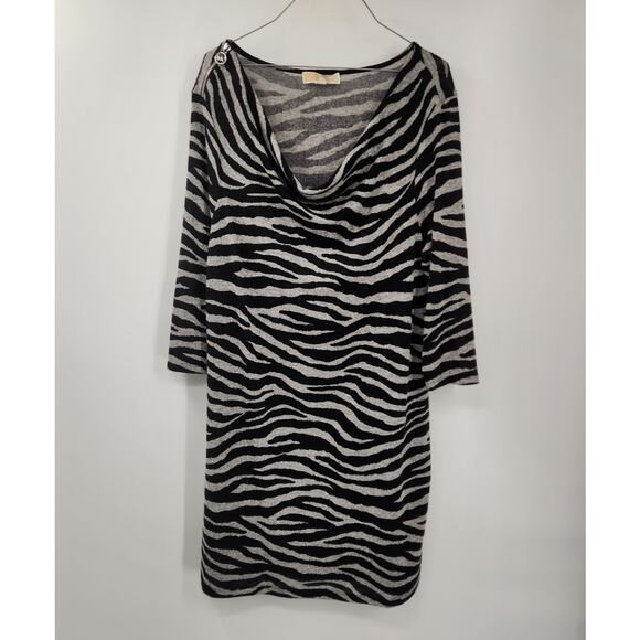 MICHAEL MICHAEL KORS Long Sleeve Zebra Print Dress Womens Size Medium M - Picture 1 of 4